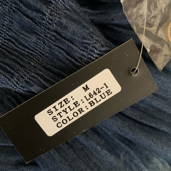 Lapis Chambray Tiered Smocked Maxi‎ Dress Size Medium Blue - Picture 5 of 9